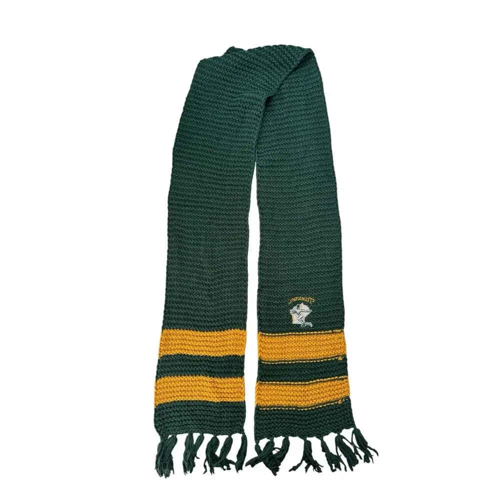Green Bay Packers Titletown LANDS END Knit Scarf Green Gold Cotton Football NFL
